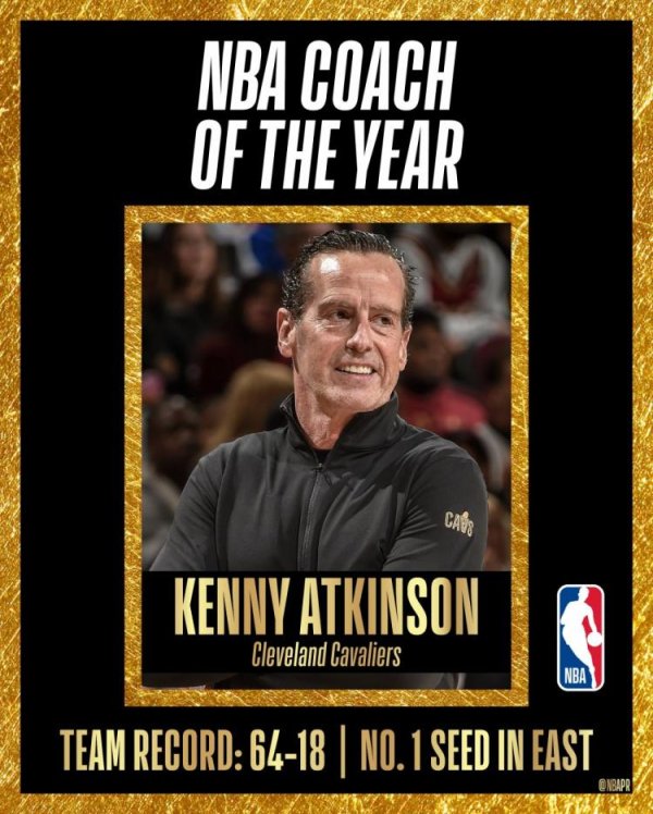 赢盈配资 NBA官方：骑士主帅阿特金森获赛季最佳教练奖