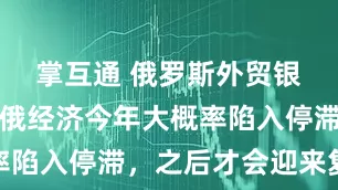 掌互通 俄罗斯外贸银行警示：俄经济今年大概率陷入停滞，之后才会迎来复苏